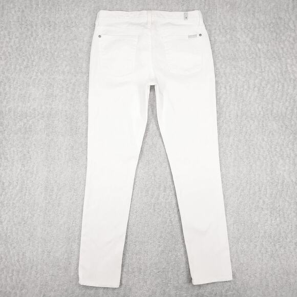 7 For All Mankind Slim Cigarette Jeans Wmns 29 White Tapered Clean Resort Summer - Picture 2 of 13